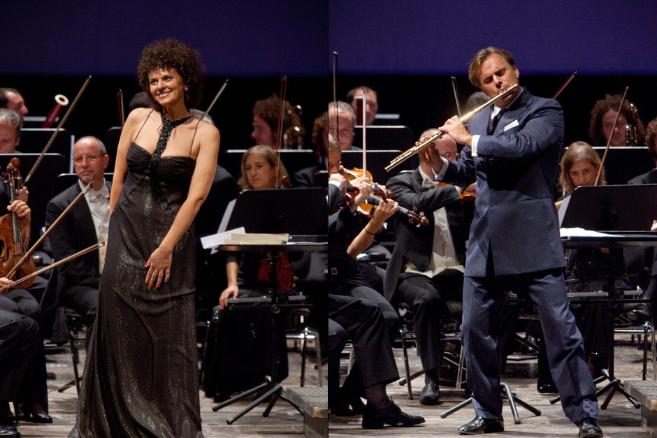 Concerto Buon Compleanno Maestro. Concerto in memoria di Luciano Pavarotti - Fiorenza Cedolins e Andrea Griminelli. Teatro Comunale di Bologna.