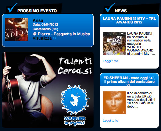 Sito Warner Music - Warner in Progress